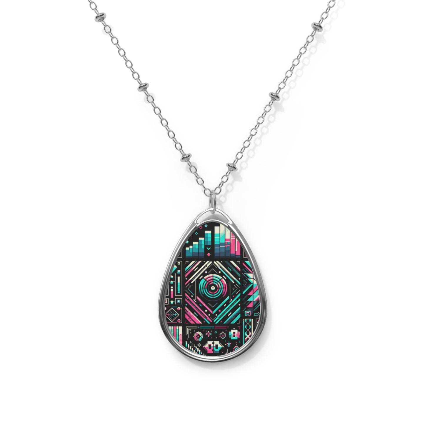 Digital Artistry Digital-native Streetwear Oval Necklace - 8404 Design-60