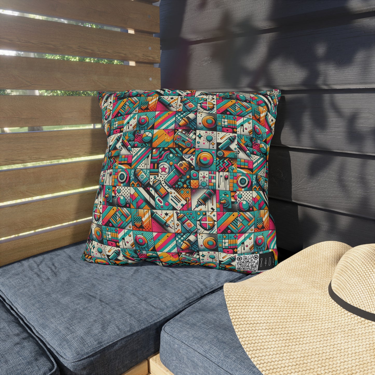 Graffiti Fusion Modern Street Art Fusion Outdoor Pillow - 8404 Design-58