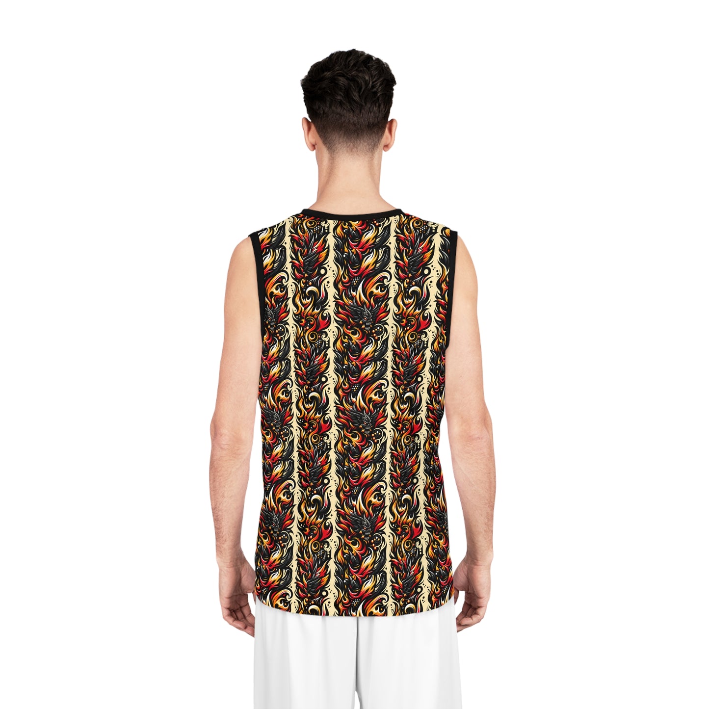 Flame Graphics Maximalist Streetwear Basketball Jersey - 8404 Design-65