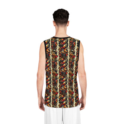 Flame Graphics Maximalist Streetwear Basketball Jersey - 8404 Design-65