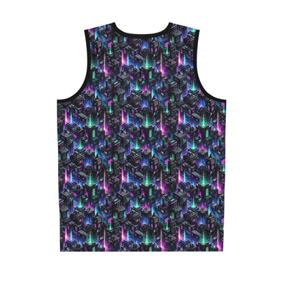 Tech Noir Graphics Futuristic Tech Aesthetics Basketball Jersey - 8404 Design-55