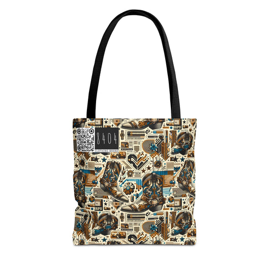 Digital Cowboy Chic Tech-Infused Western Fusion Tote Bag - 8404 Design-45