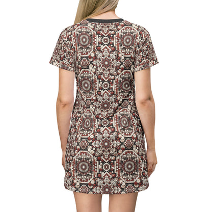 Neo Jomon Sculptural Aesthetics Artisanal Streetwear T-Shirt Dress - 8404 Design-55