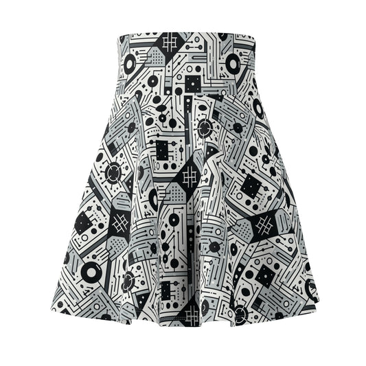 Digital Minimalism Minimalist Tech Women's Skater Skirt - 8404 Design-48