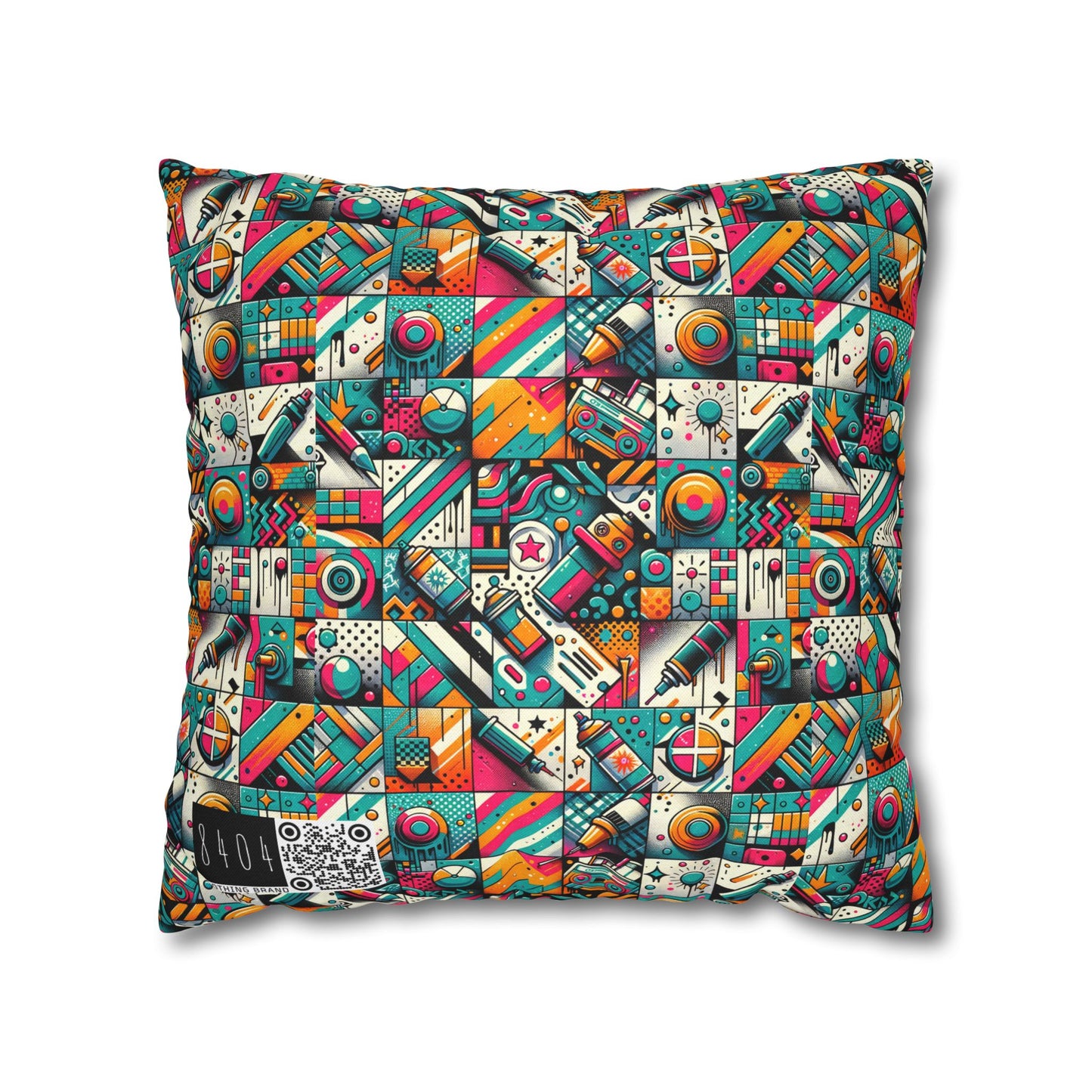 Graffiti Fusion Modern Street Art Fusion Spun Polyester Square Pillowcase - 8404 Design-58