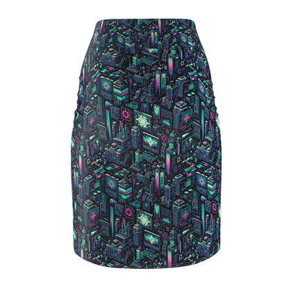 Digital Rebellion Tech-Inspired Streetwear Women's Pencil Skirt - 8404 Design-58