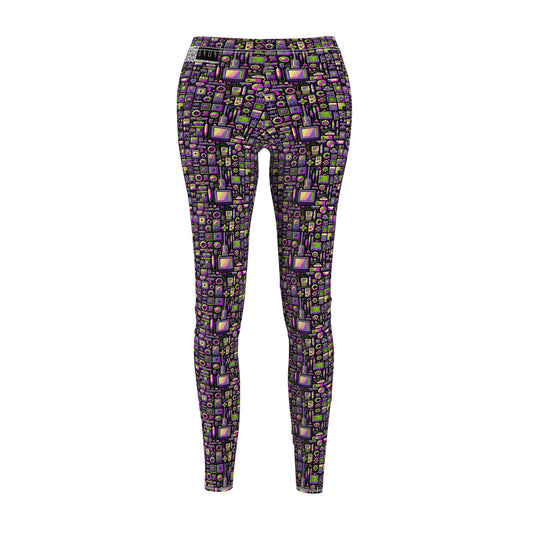 Digital Nostalgia Remix Modern Vintage Fusion Women's Cut & Sew Casual Leggings - 8404 Design-67