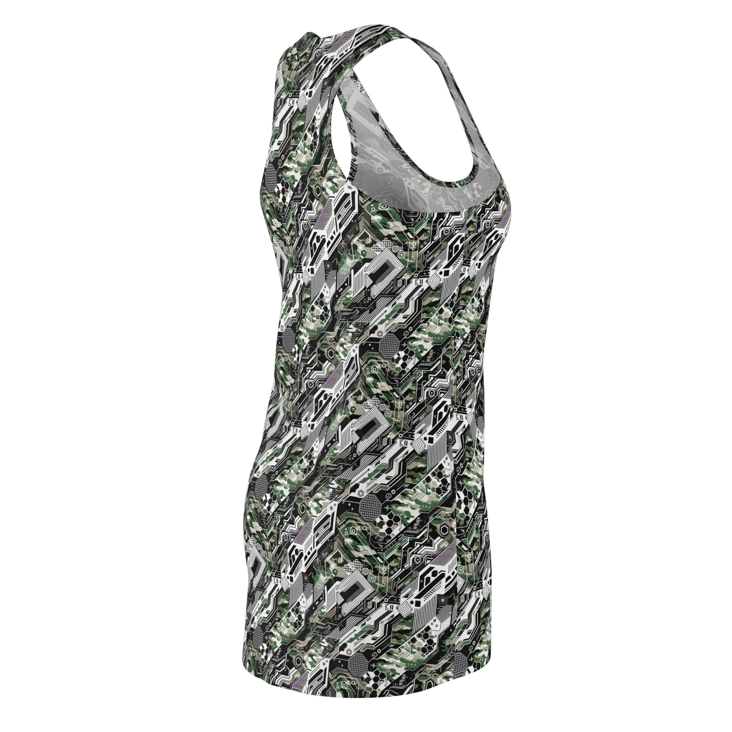 Tech Camo Fusion Tech-Forward Streetwear With a Futuristic Edge Women's Cut & Sew Racerback Dress - 8404 Design-46