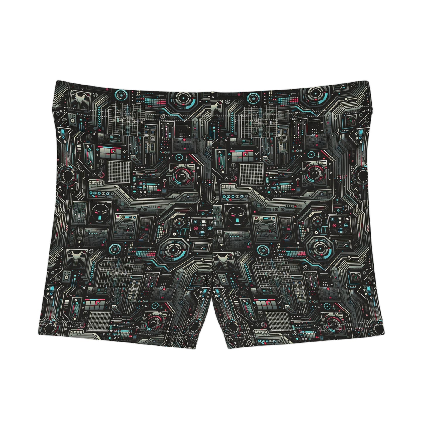 Tech Noir Aesthetics Sleek Tech Streetwear Women's Shorts - 8404 Design-52