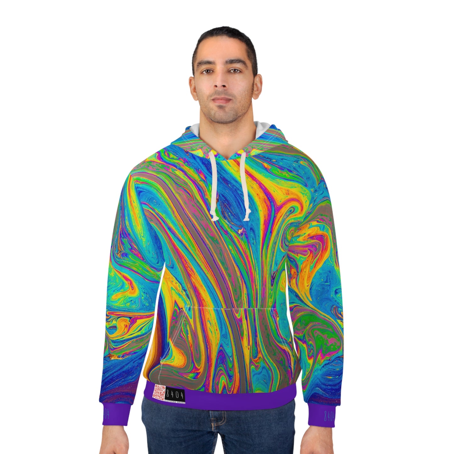 8404's Unisex Adult "Flowing Colors in Purple" Fashion Pullover Hoodie