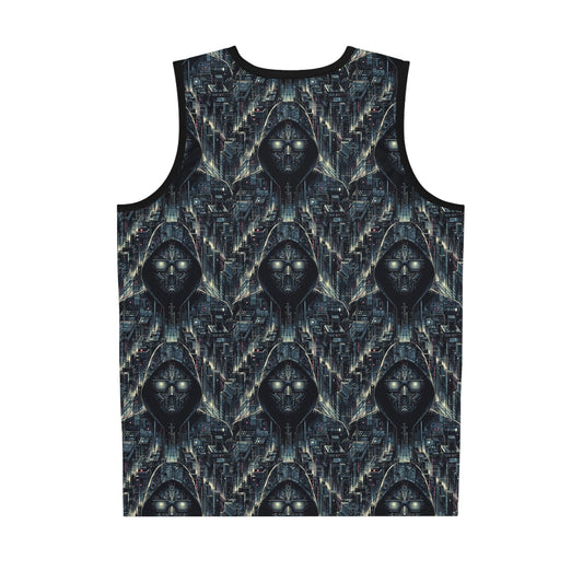 Tech Noir Aesthetics Sleek Tech Streetwear Basketball Jersey - 8404 Design-56