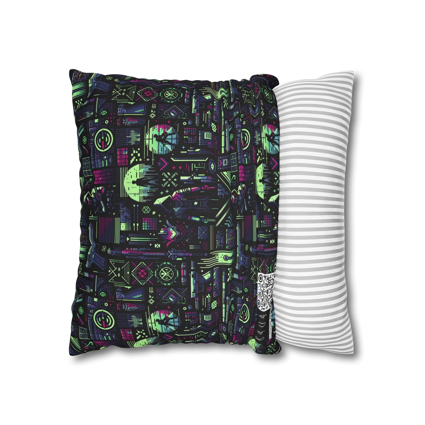 Tech Noir Futuristic Cyberpunk Spun Polyester Square Pillowcase - 8404 Design-63