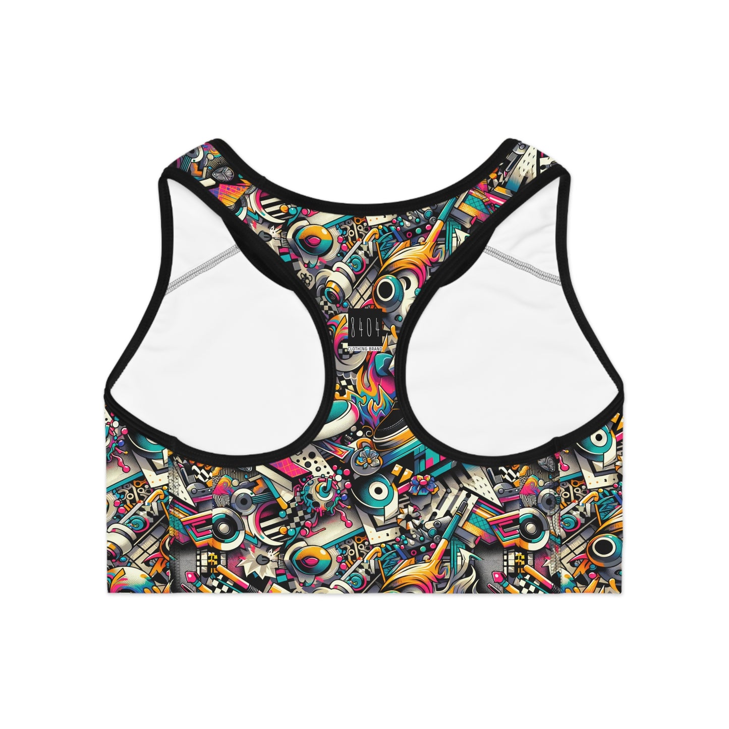 Urban Graffiti Fusion Eclectic Street Art Meets Modern Tech Culture Sports Bra - 8404 Design-55