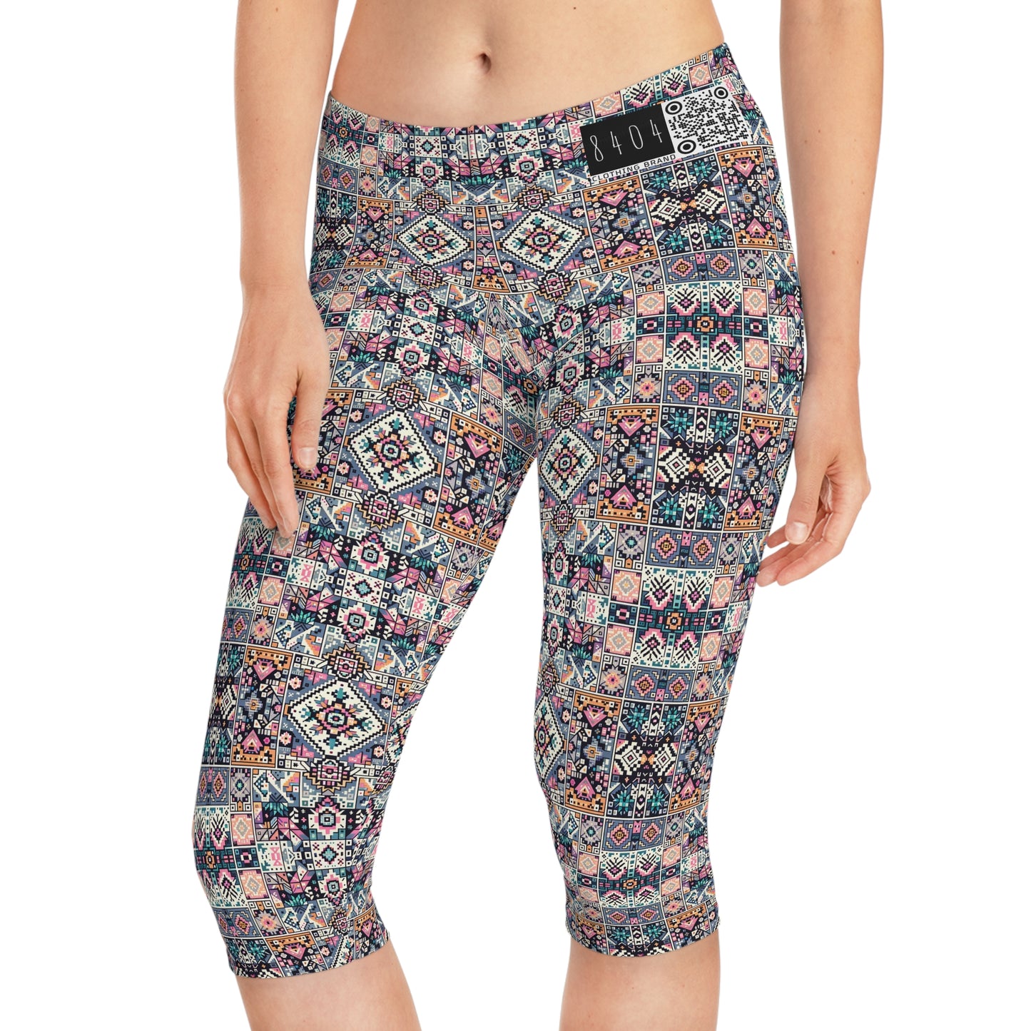 Digital Artisanal Fusion Digital Artisanal Women's Capri Leggings - 8404 Design-65