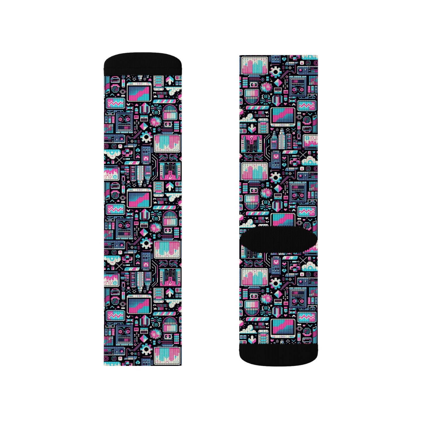 Digital Rebellion Youthful Streetwear with a Rebellious Digital Twist Sublimation Socks - 8404 Design-71