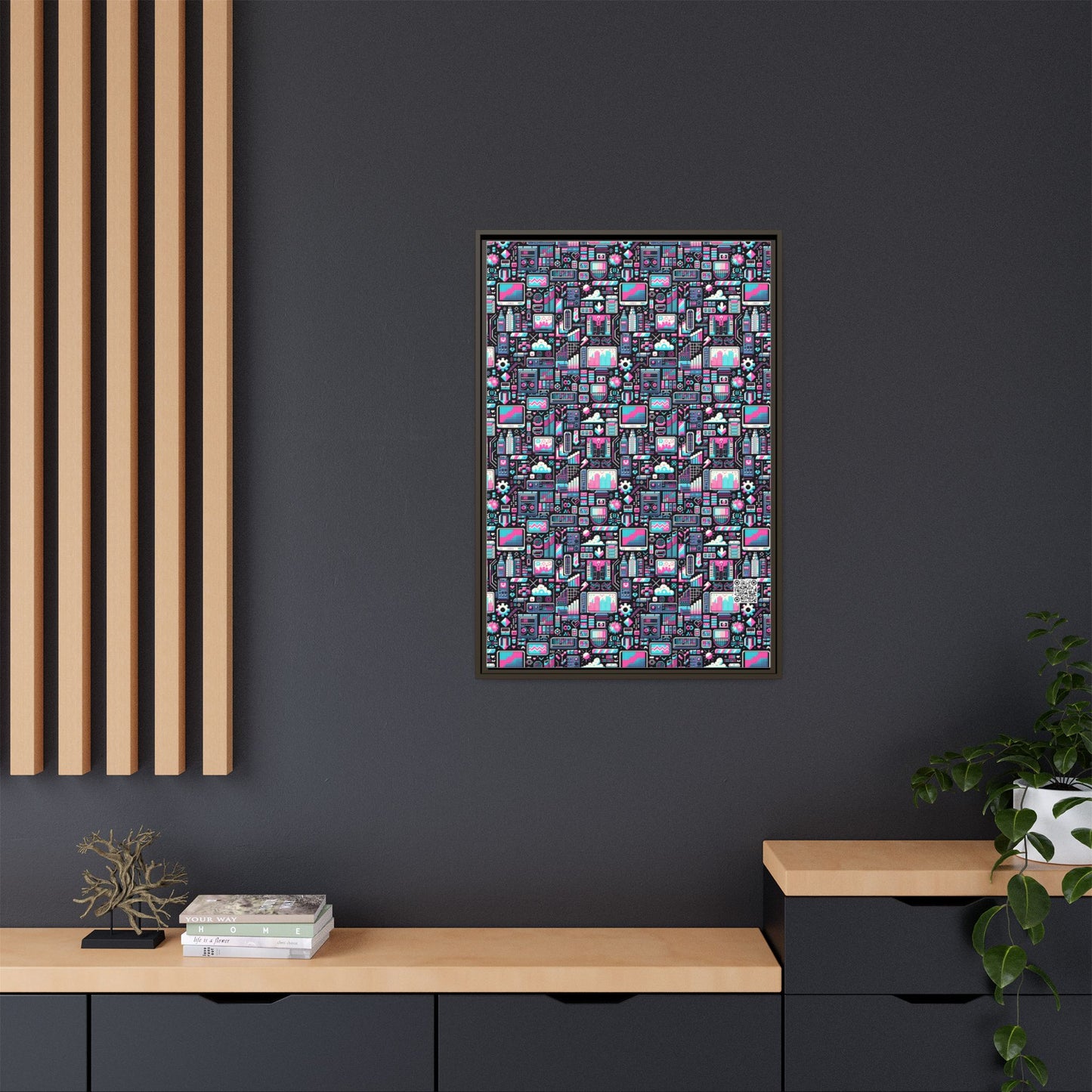 Digital Rebellion Youthful Streetwear with a Rebellious Digital Twist Matte Canvas, Framed (multi-color) - 8404 Design-71 A