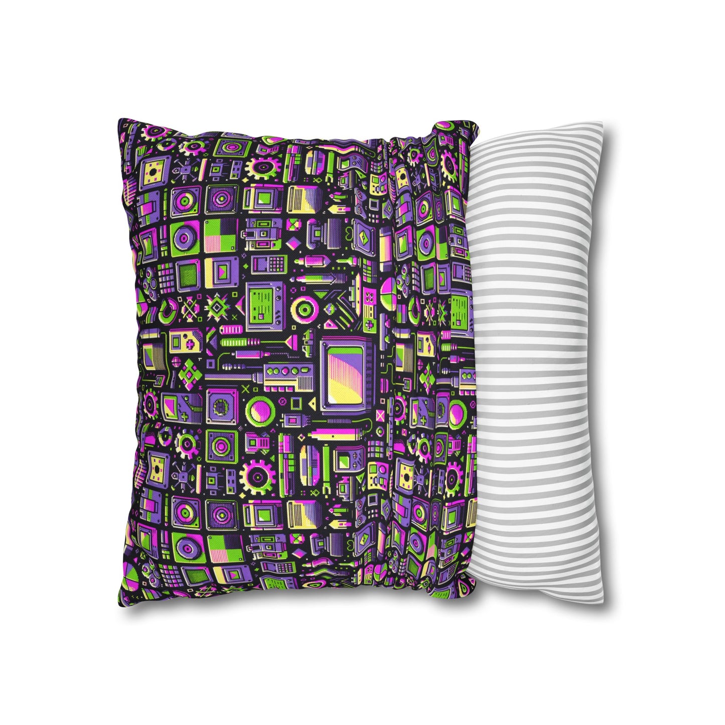 Digital Nostalgia Remix Modern Vintage Fusion Spun Polyester Square Pillowcase - 8404 Design-67