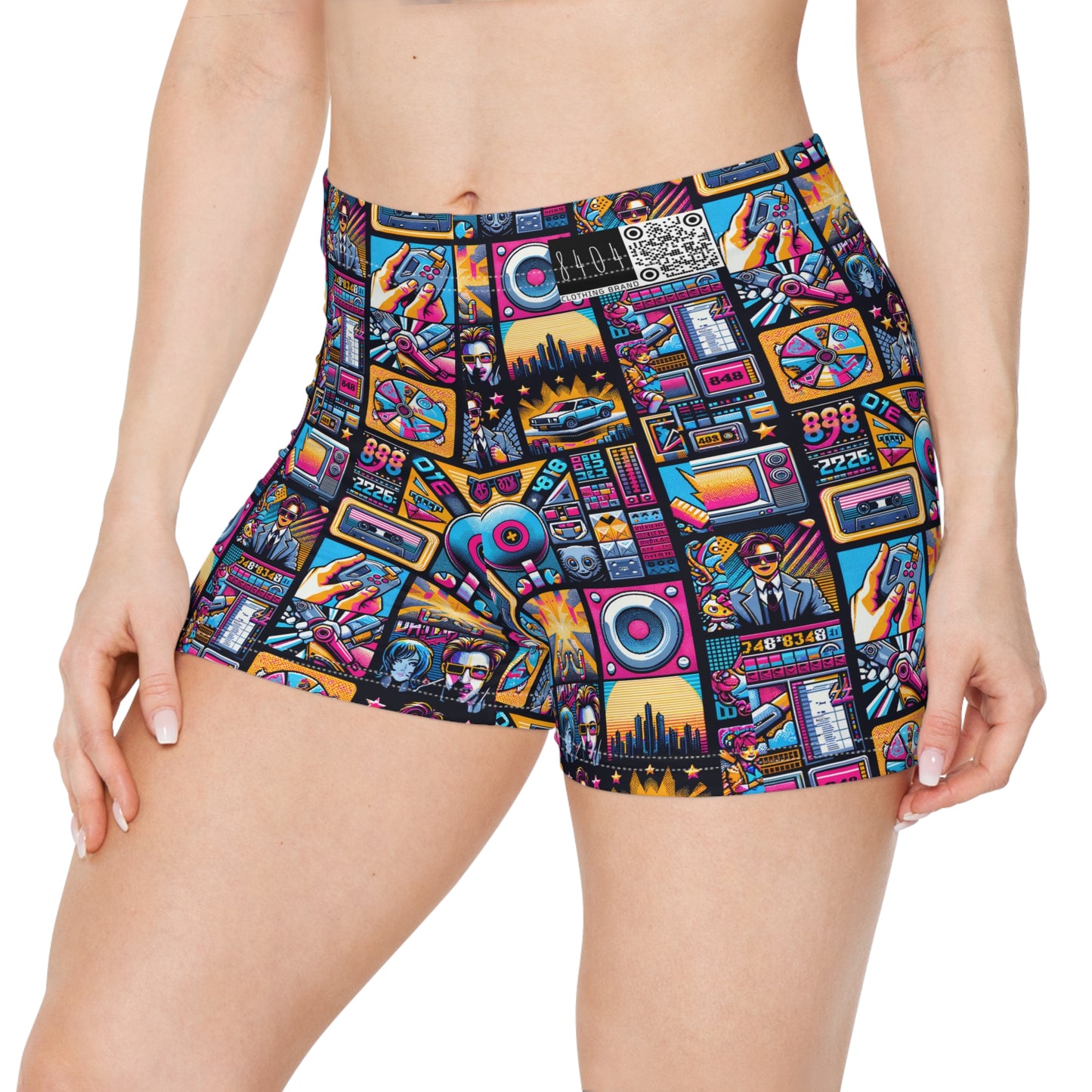 Digital Pop Culture Mashup Maximalist Pop Women's Shorts - 8404 Design-52