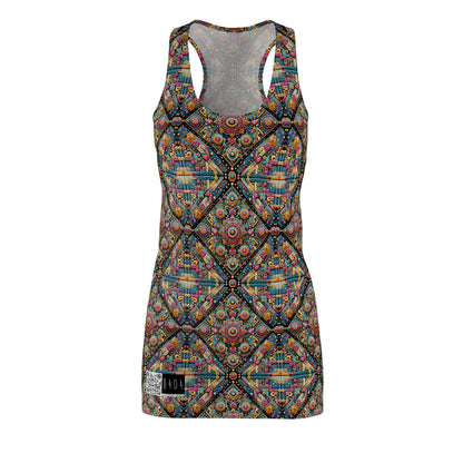 Cultural Fusion Tech Blend of Cultural Heritage With Tech-Inspired Elements Women's Cut & Sew Racerback Dress - 8404 Design-58