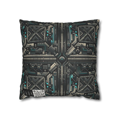 Tech Noir Futuristic Tech Aesthetic with a Dark Twist Faux Suede Square Pillowcase - 8404 Design-59