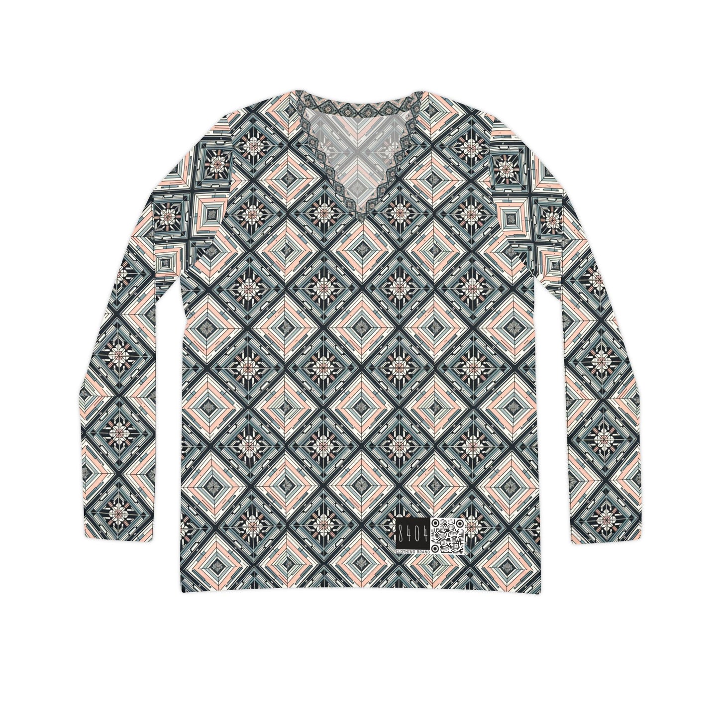 Tech Minimalism Minimalist Tech Women's Long Sleeve V-Neck Shirt - 8404 Design-60