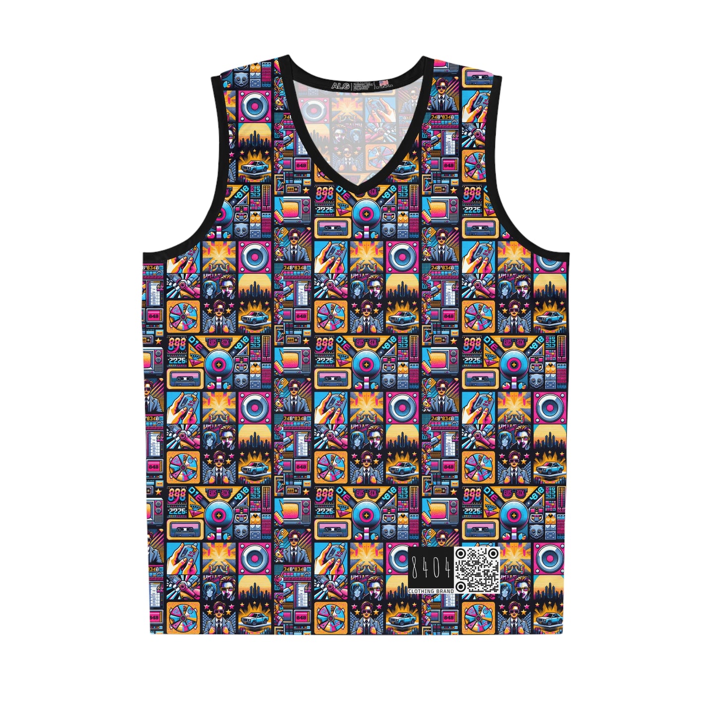 Digital Pop Culture Mashup Maximalist Pop Basketball Jersey - 8404 Design-52