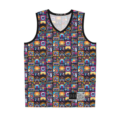 Digital Pop Culture Mashup Maximalist Pop Basketball Jersey - 8404 Design-52