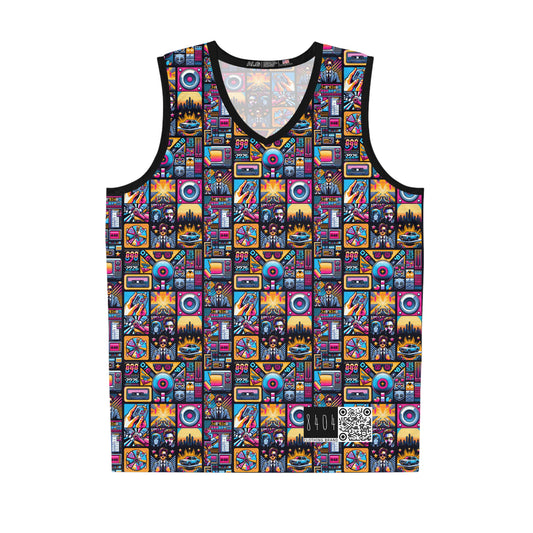Digital Pop Culture Mashup Maximalist Pop Basketball Jersey - 8404 Design-52