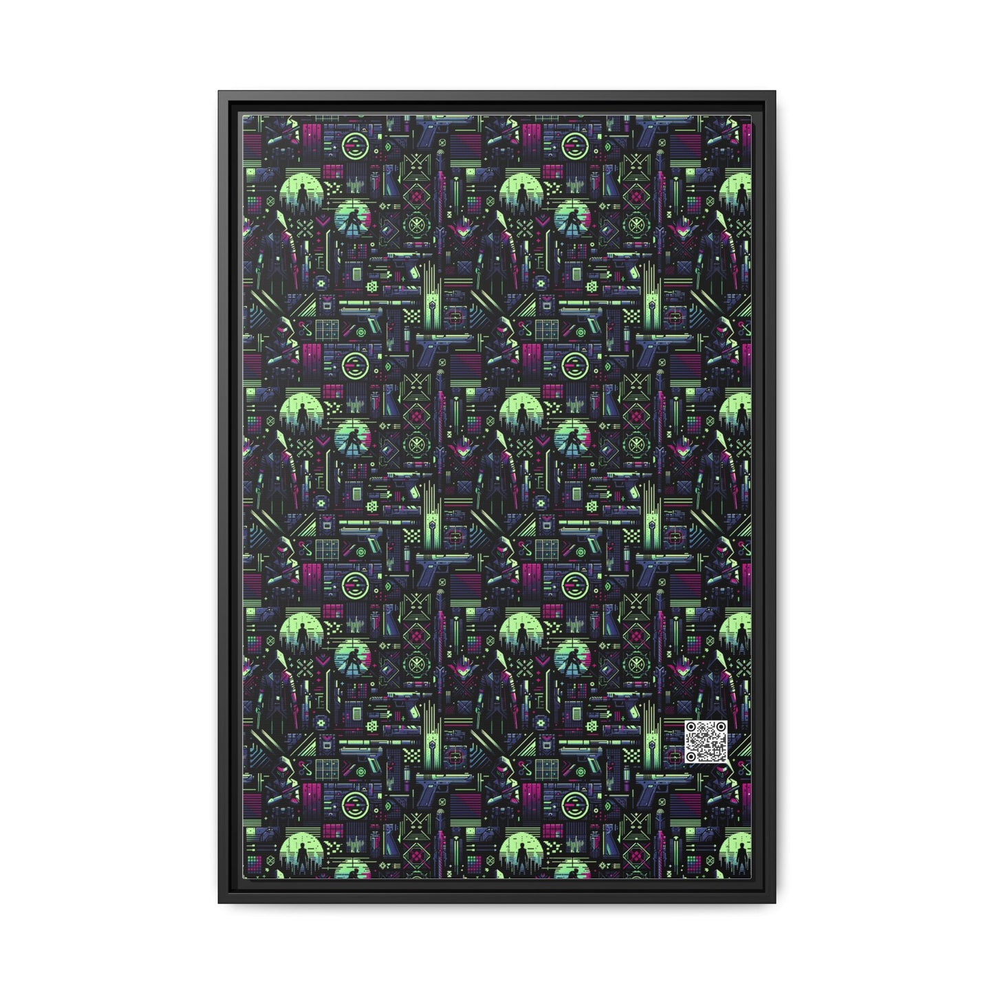 Tech Noir Futuristic Cyberpunk Matte Canvas, Framed (multi-Color) - 8404 Design-63 A
