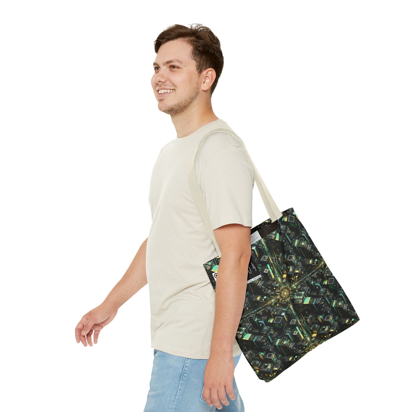 Tech Noir Graphics Tech-Inspired Streetwear Tote Bag - 8404 Design-66
