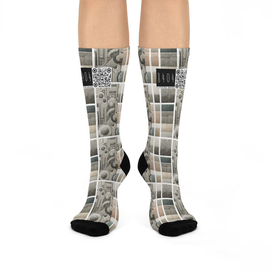 Tech Utility Chic Tech-Forward Minimalist Cushioned Crew Socks - 8404 Design-59
