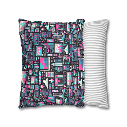 Digital Rebellion Youthful Streetwear with a Rebellious Digital Twist Faux Suede Square Pillowcase - 8404 Design-71