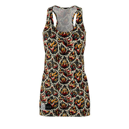 Fire & Flames Bold Streetwear Statement Women's Cut & Sew Racerback Dress - 8404 Design-57