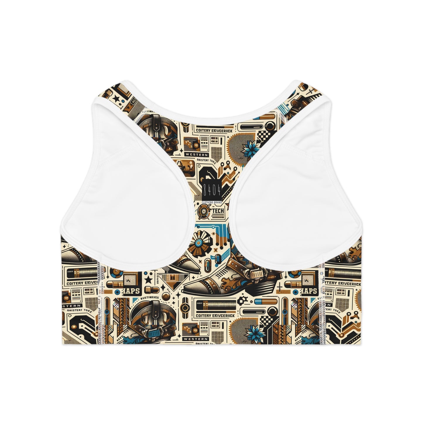 Digital Cowboy Chic Tech-Infused Western Fusion Sports Bra - 8404 Design-45
