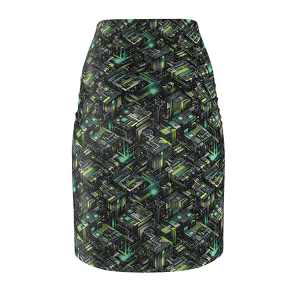 Tech-Infused Graphics Tech-Forward Streetwear Women's Pencil Skirt - 8404 Design-47