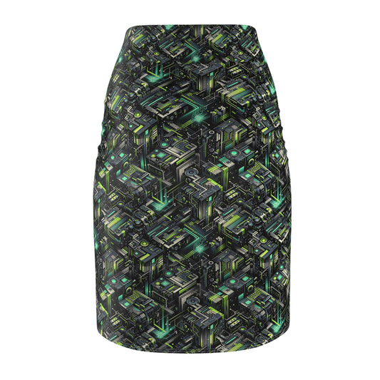Tech-Infused Graphics Tech-Forward Streetwear Women's Pencil Skirt - 8404 Design-47