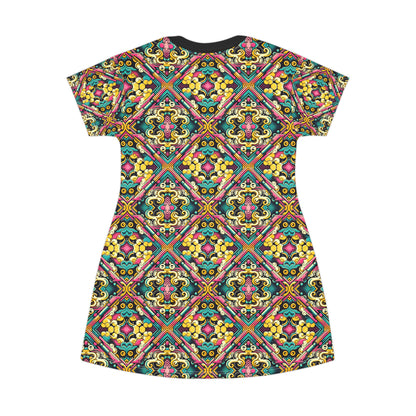 Neon Pop Art Revival Pop Culture Retro T-Shirt Dress - 8404 Design-59