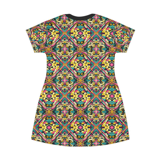 Neon Pop Art Revival Pop Culture Retro T-Shirt Dress - 8404 Design-59