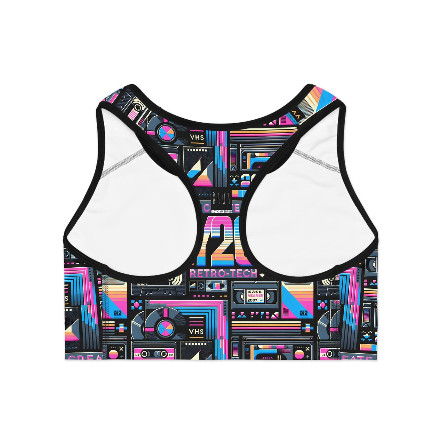 Digital Nostalgia Tech-Inspired Retro Fusion Sports Bra - 8404 Design-65