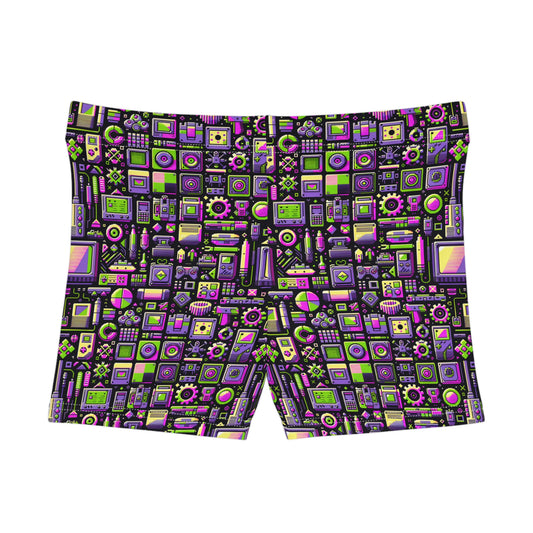 Digital Nostalgia Remix Modern Vintage Fusion Women's Shorts - 8404 Design-67