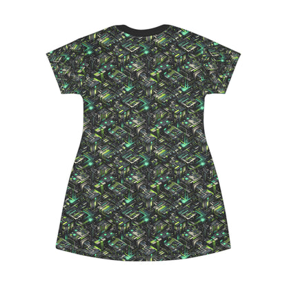 Tech-Infused Graphics Tech-Forward Streetwear T-Shirt Dress - 8404 Design-47