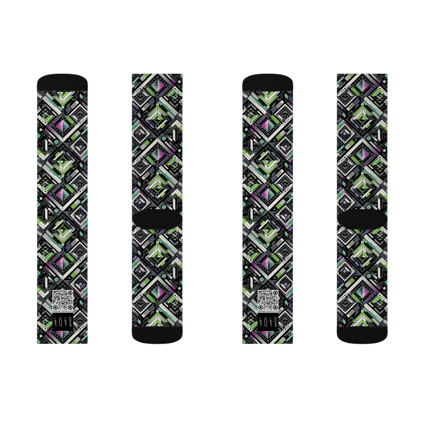 Retro Futurism Graphics Tech-Forward Streetwear Sublimation Socks - 8404 Design-48