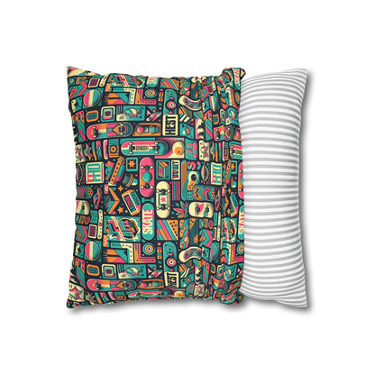 Skate Culture Revival Urban Retro Cool Spun Polyester Square Pillowcase - 8404 Design-61