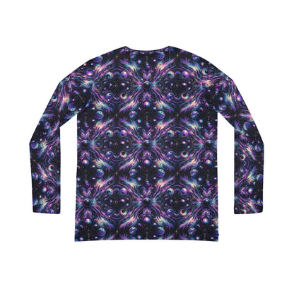 Galactic Hues Tech-Forward Cosmic Fusion Women's Long Sleeve V-Neck Shirt - 8404 Design-41