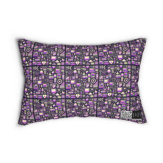 Digital Nostalgia Remix Modern Vintage Fusion Spun Polyester Lumbar Pillow - 8404 Design-54 S