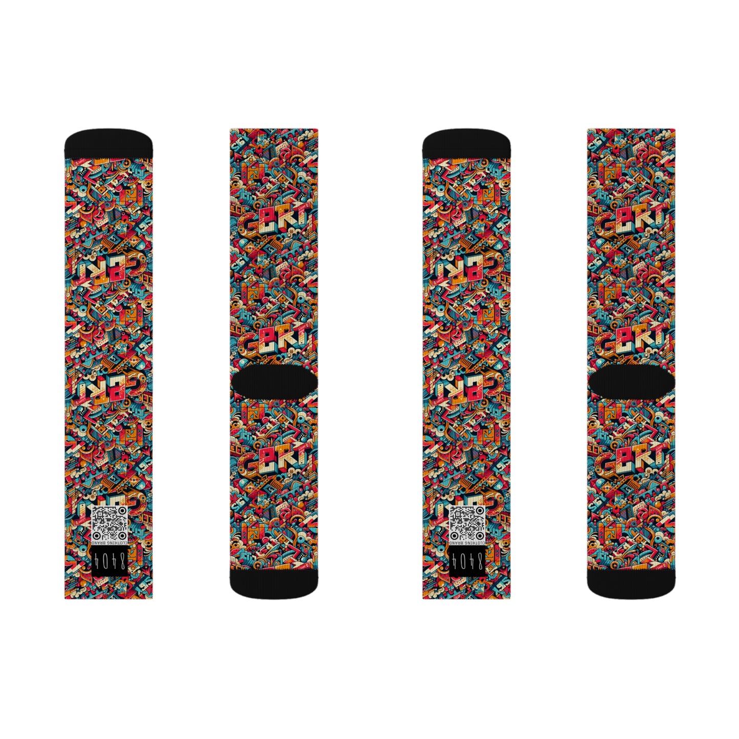 Neo-Traditional Street Art Modern Street Art Fusion Sublimation Socks - 8404 Design-58