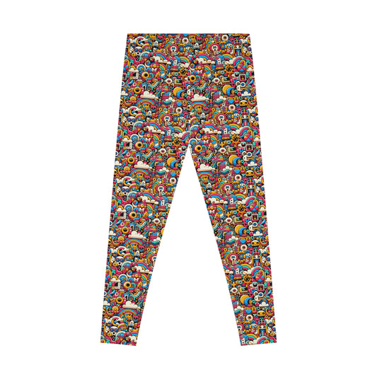 Neon Pop Playful Pop Culture Mashup Stretch Leggings - 8404 Design-62