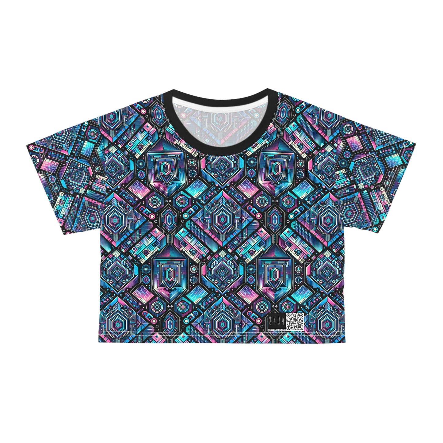 Digital Dreamland Futuristic Tech Aesthetic Crop Tee - 8404 Design-46