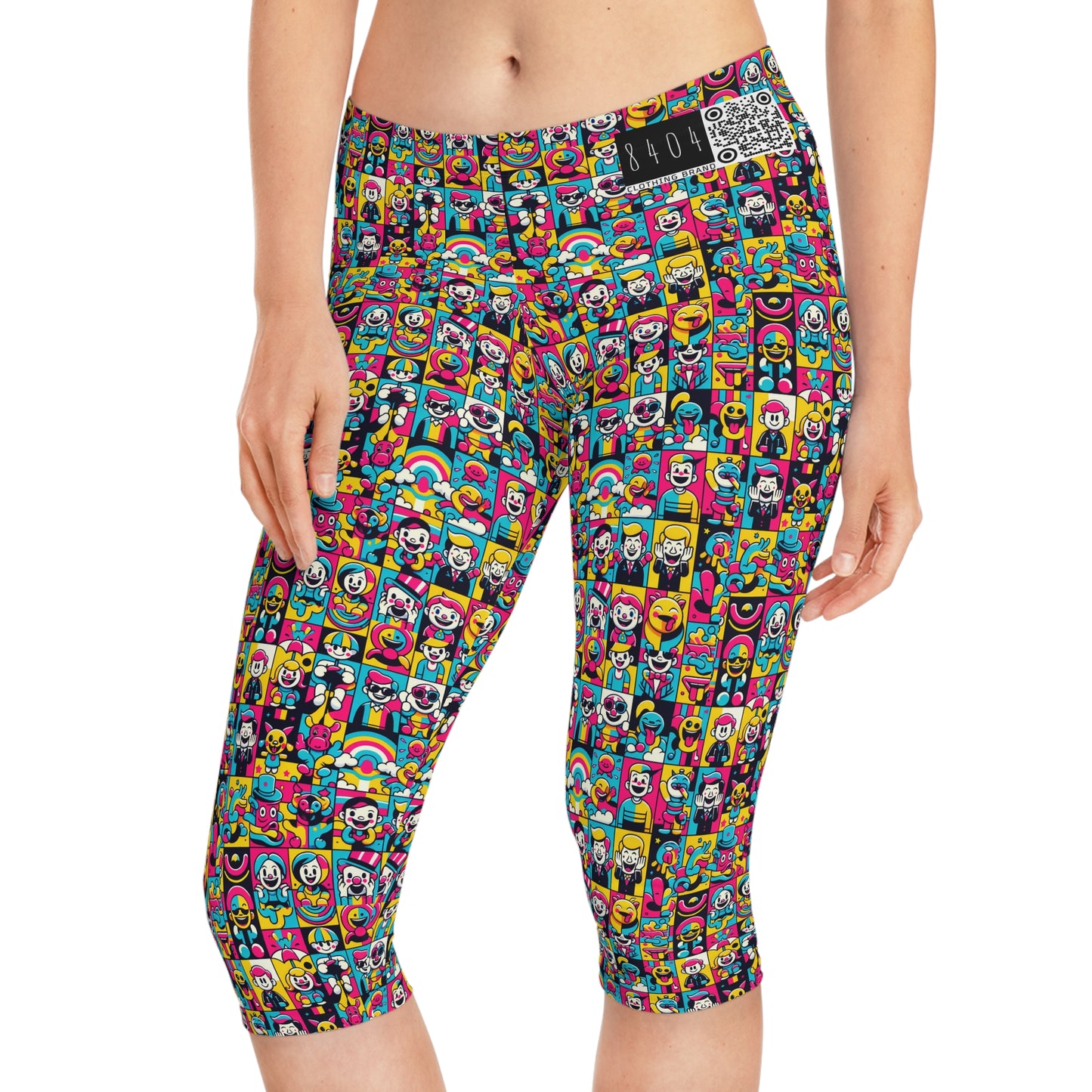 Neon Pop Playful Pop Culture Mashup Women's Capri Leggings - 8404 Design-60
