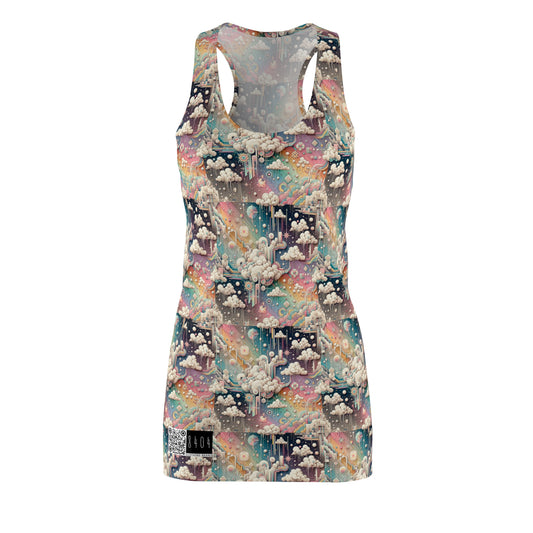 Digital Dreamland Whimsical and Nostalgic Streetwear With a Digital Twist Women's Cut & Sew Racerback Dress - 8404 Design-52